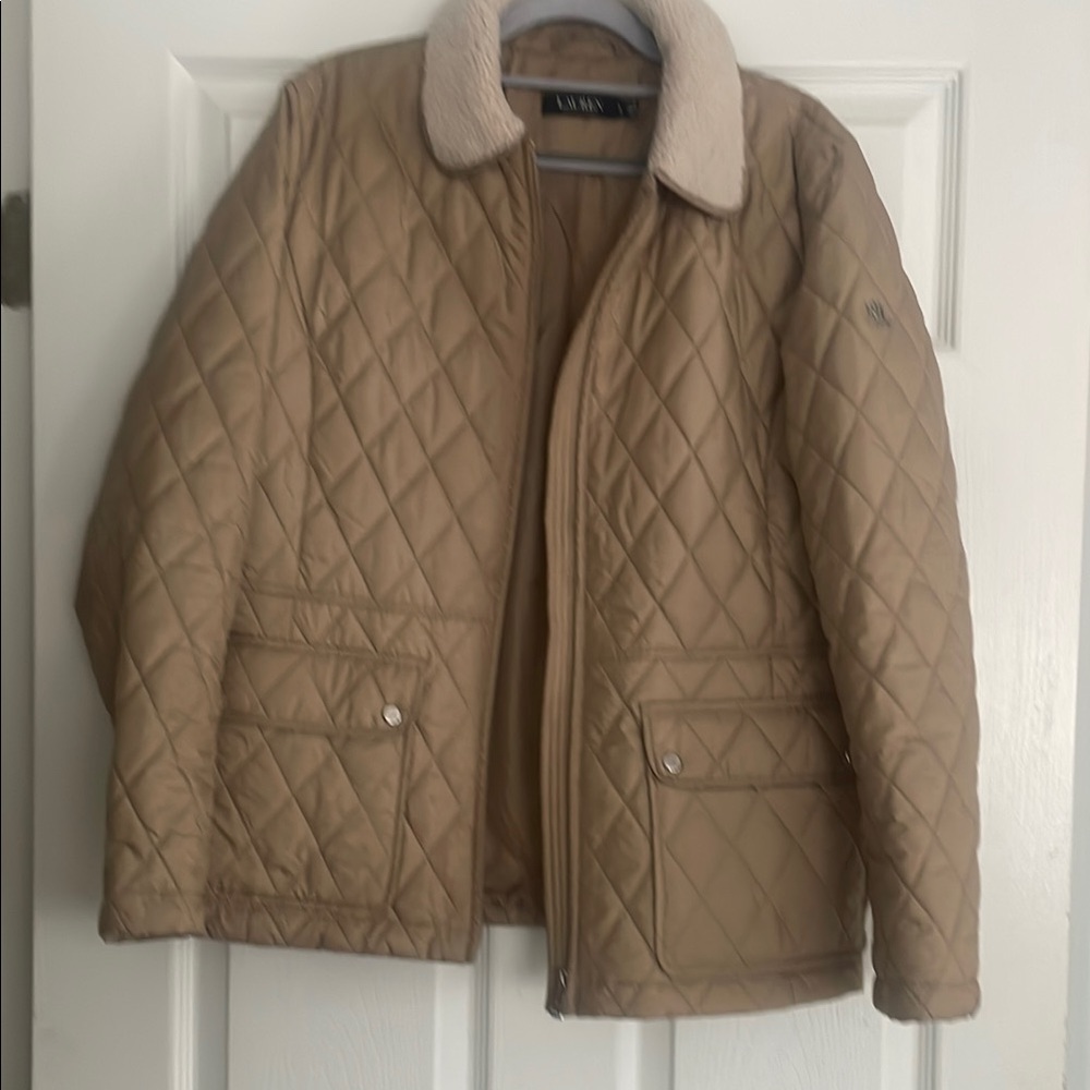 Ralph Lauren Beige Quilted Jacket with Soft Cream Lining